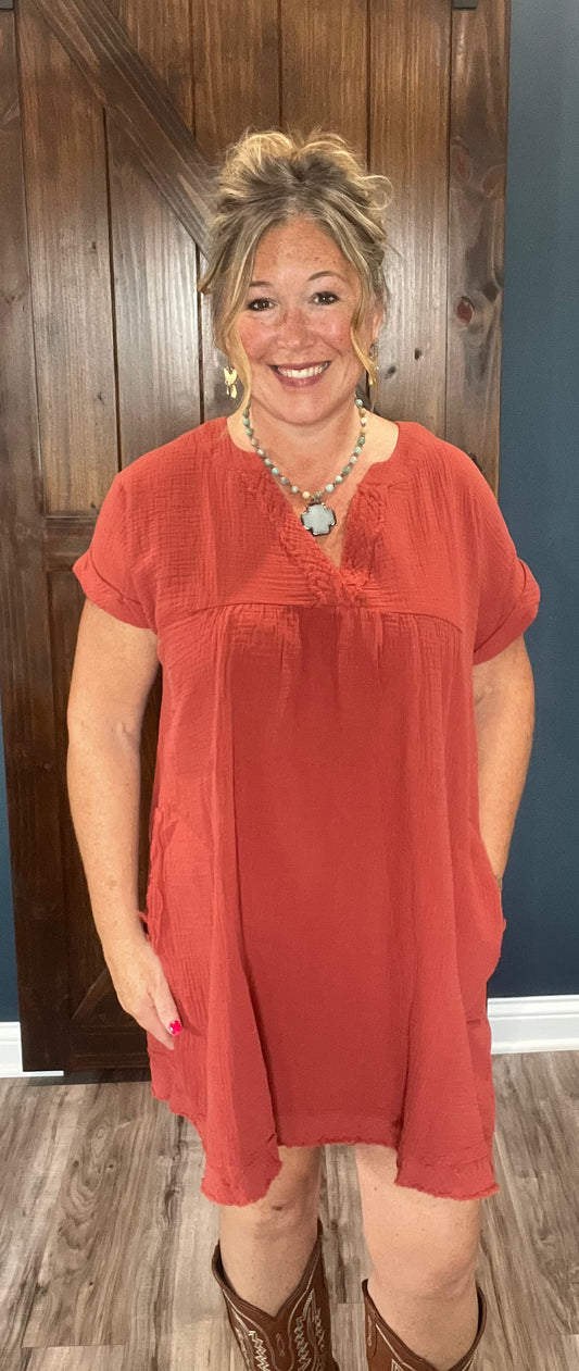 Janie Dress in Rust