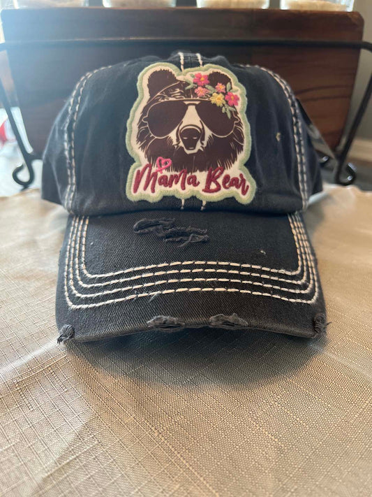 front of black distressed hats