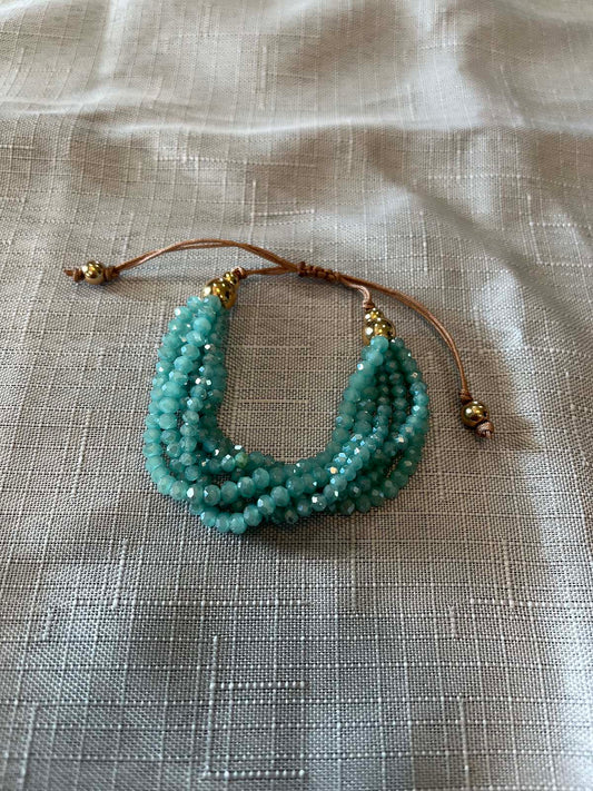 Sparkly multi-strand bracelet - Sea Foam